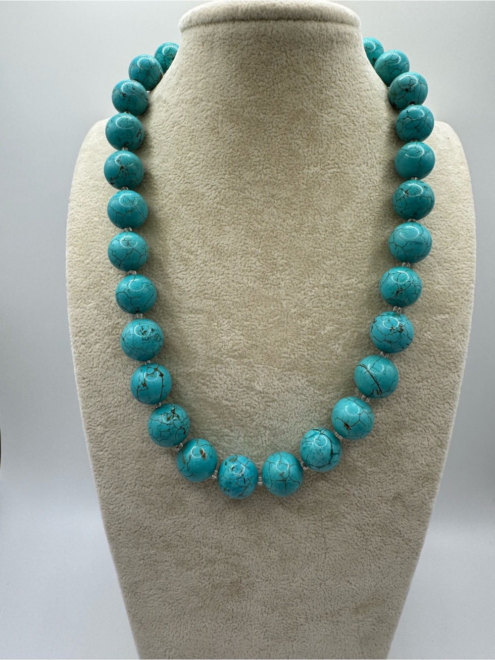 Chunky Turquoise Colored Beaded Statement Necklace